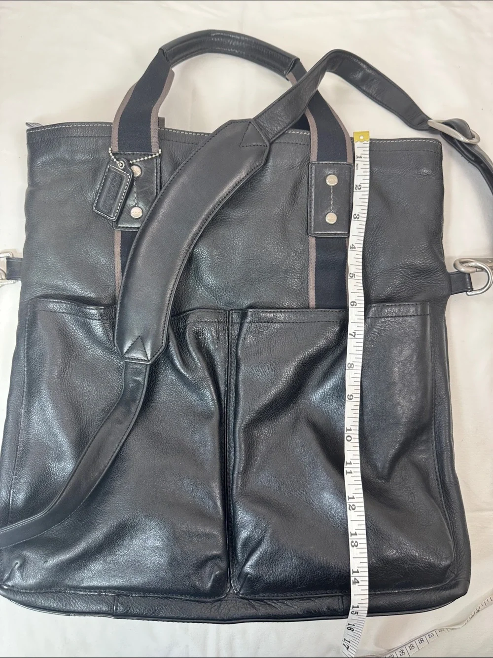 Coach F70558 Black Leather Tote Work Laptop Bag Unisex w/ Strap
